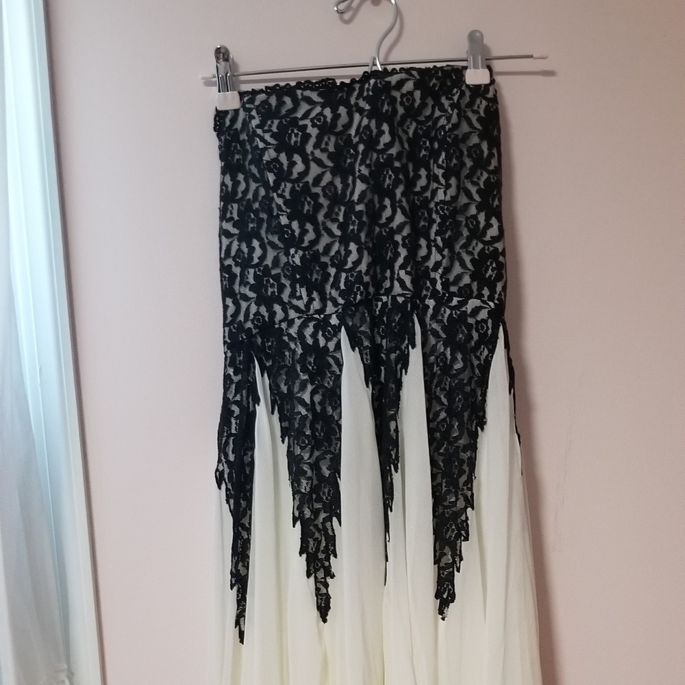 White Dress/Gown with Black Lace by Free People
